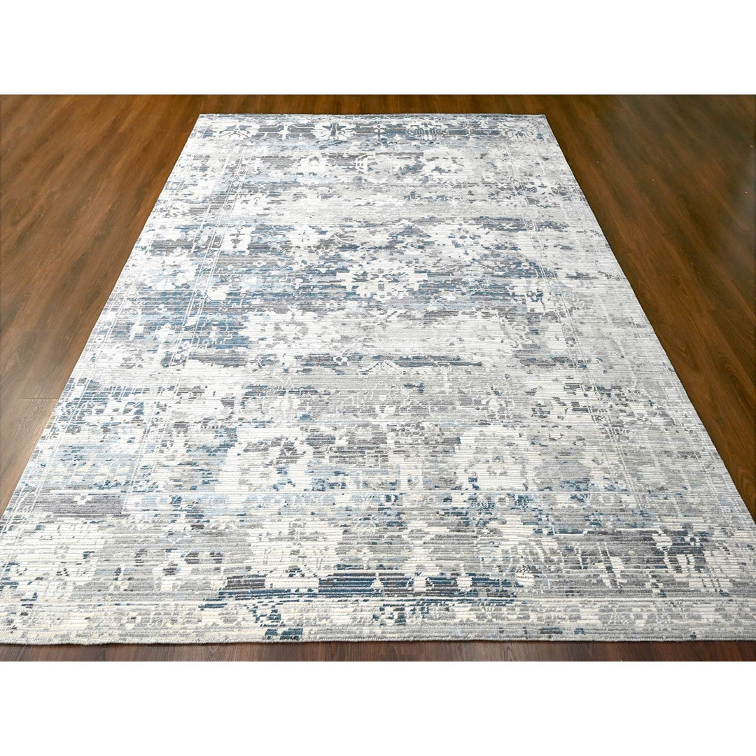 9'3" x 12'0" New Hand Knotted Ivory Wool Rectangle Oriental Rug - MOA10284578