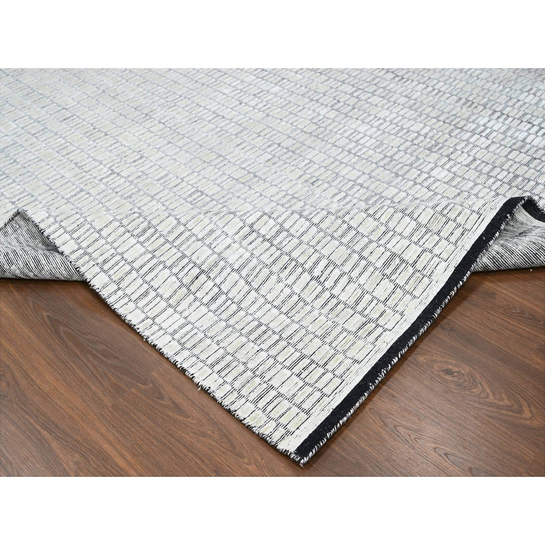 12'2" x 18'0" New Hand Loomed Ivory Wool and Plant based Silk Rectangle Oriental Rug - MOA10284586