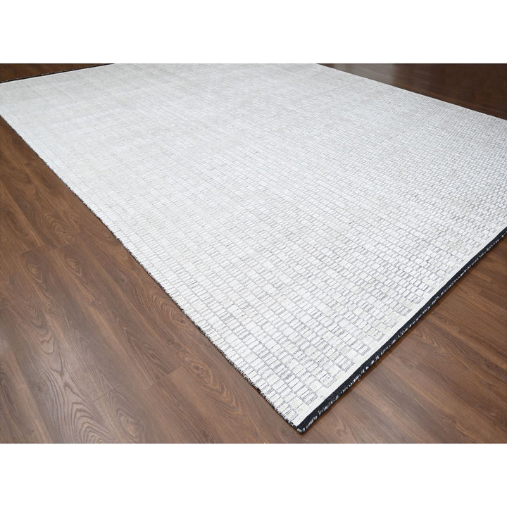 14'2" x 18'0" New Hand Loomed Ivory Wool and Plant based Silk Rectangle Oriental Rug - MOA10284588