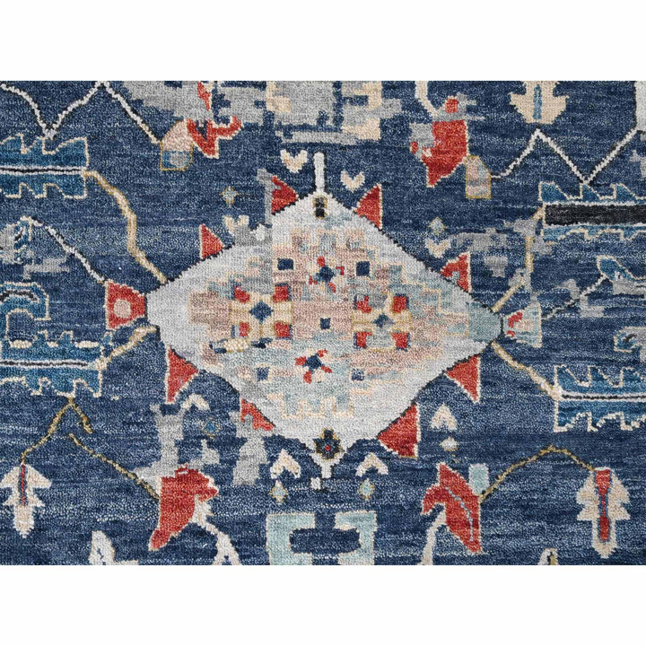 11'10" x 14'11" New Hand Knotted Blue Wool Rectangle Oriental Rug - MOA10284595