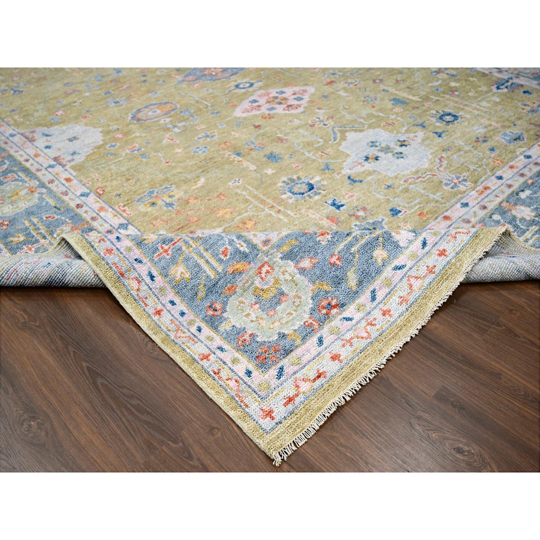 11'11" x 14'10" New Hand Knotted Yellow Cotton Rectangle Oriental Rug - MOA10284602