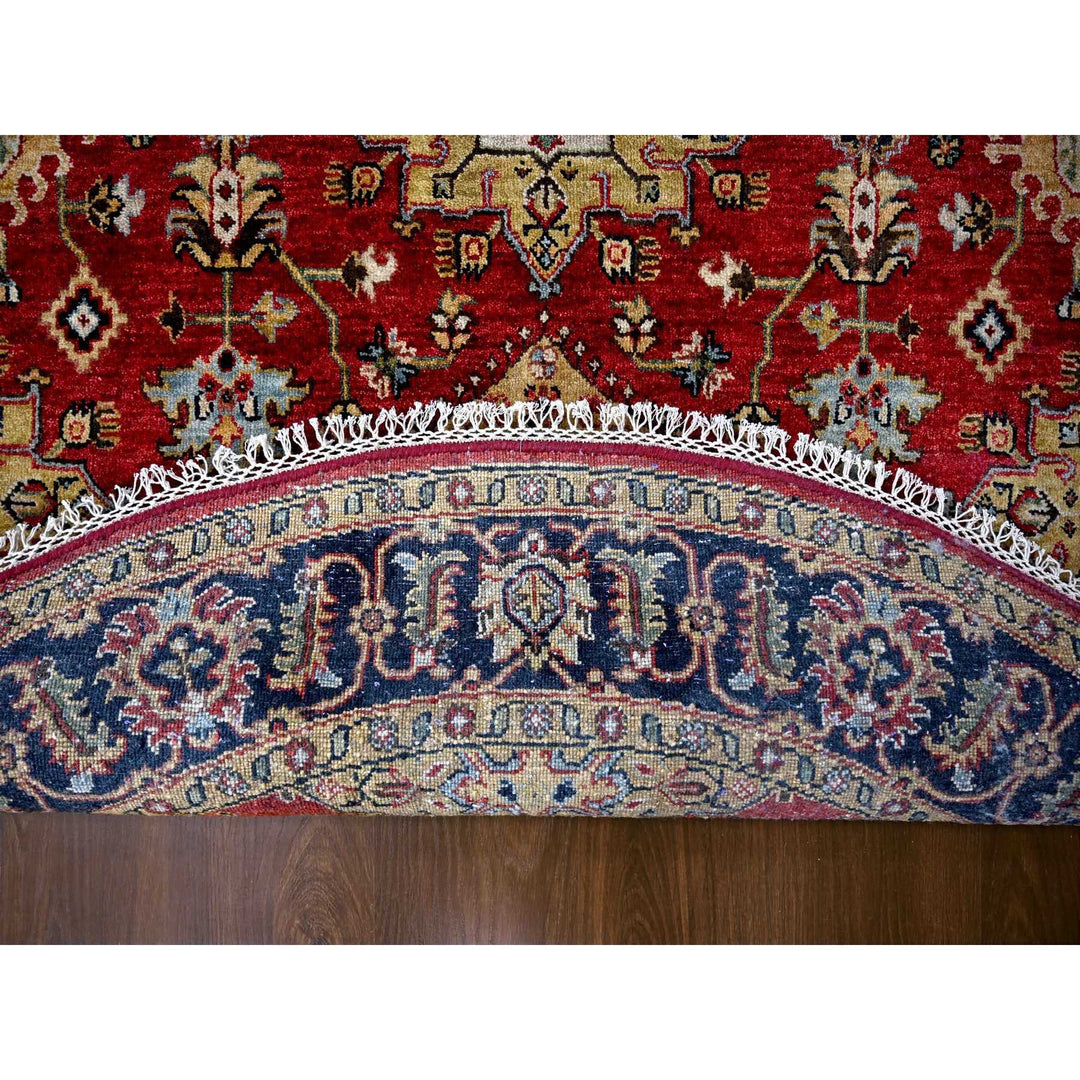 6'2" x 6'1" New Hand Knotted Red Wool Round Oriental Rug - MOA10284661