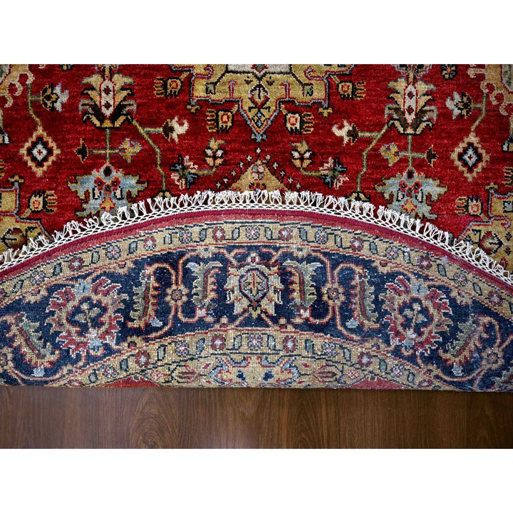 6'2" x 6'1" New Hand Knotted Red Wool Round Oriental Rug - MOA10284661