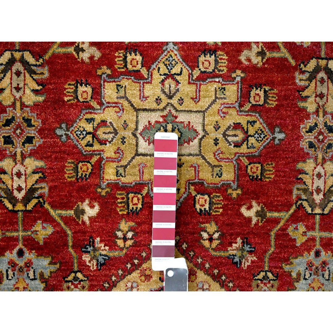 6'2" x 6'1" New Hand Knotted Red Wool Round Oriental Rug - MOA10284661