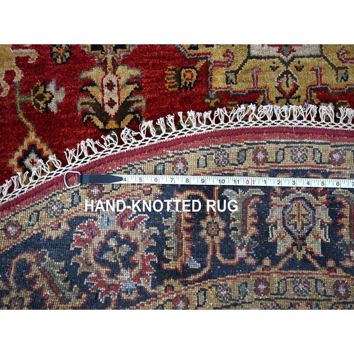 6'2" x 6'1" New Hand Knotted Red Wool Round Oriental Rug - MOA10284661