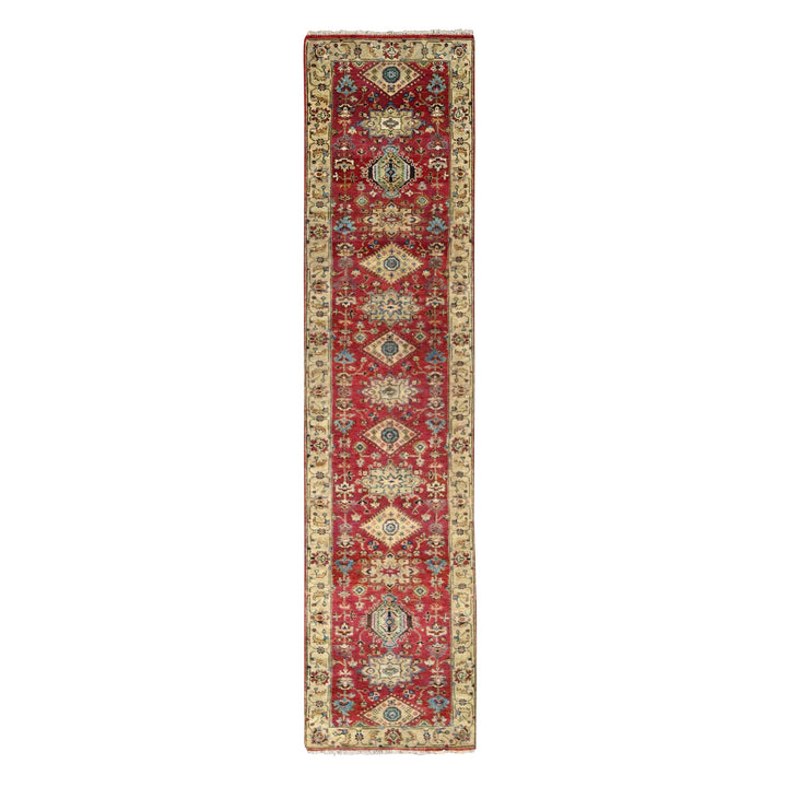 2'7" x 12'0" New Hand Knotted Red Wool Runner Oriental Rug - MOA10284684