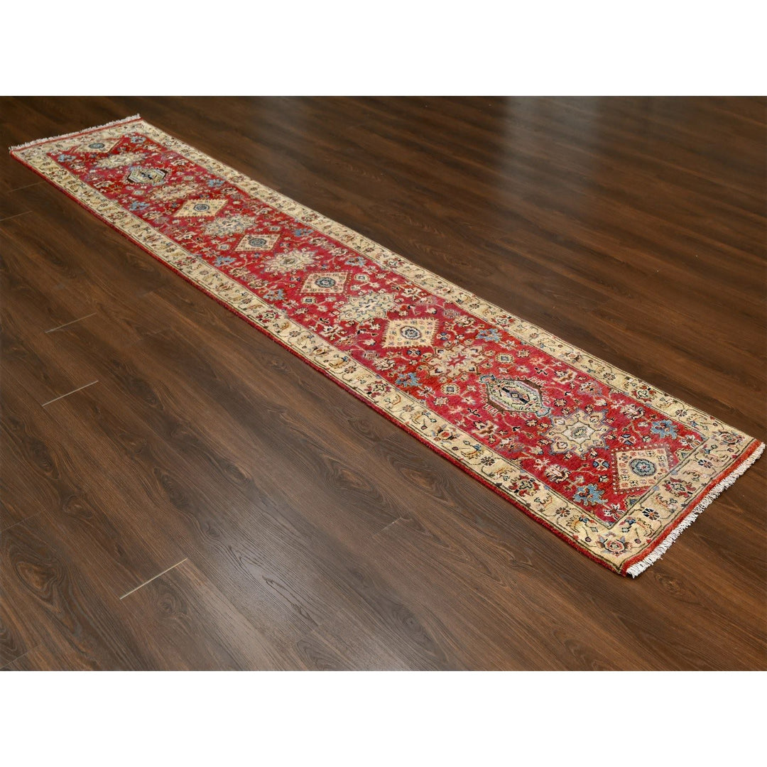 2'7" x 12'0" New Hand Knotted Red Wool Runner Oriental Rug - MOA10284684