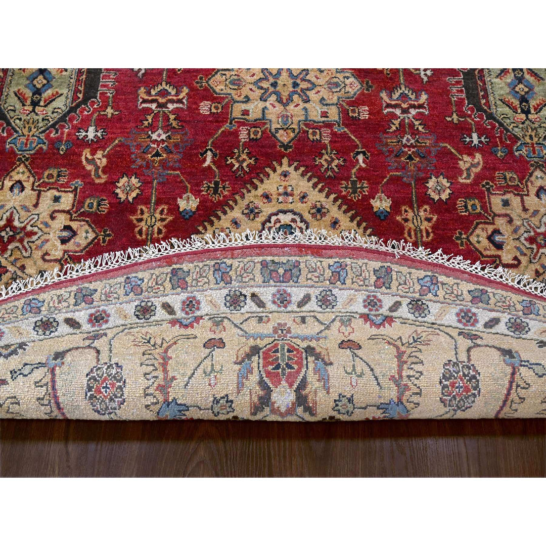 12'0" x 12'0" New Hand Knotted Red Wool Round Oriental Rug - MOA10284686