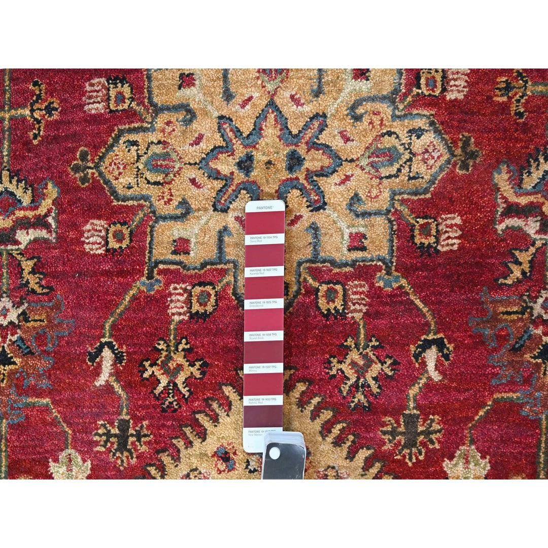 12'0" x 12'0" New Hand Knotted Red Wool Round Oriental Rug - MOA10284686