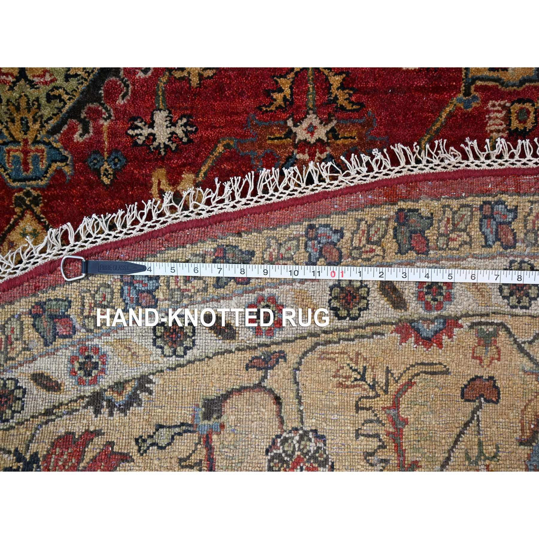 12'0" x 12'0" New Hand Knotted Red Wool Round Oriental Rug - MOA10284686