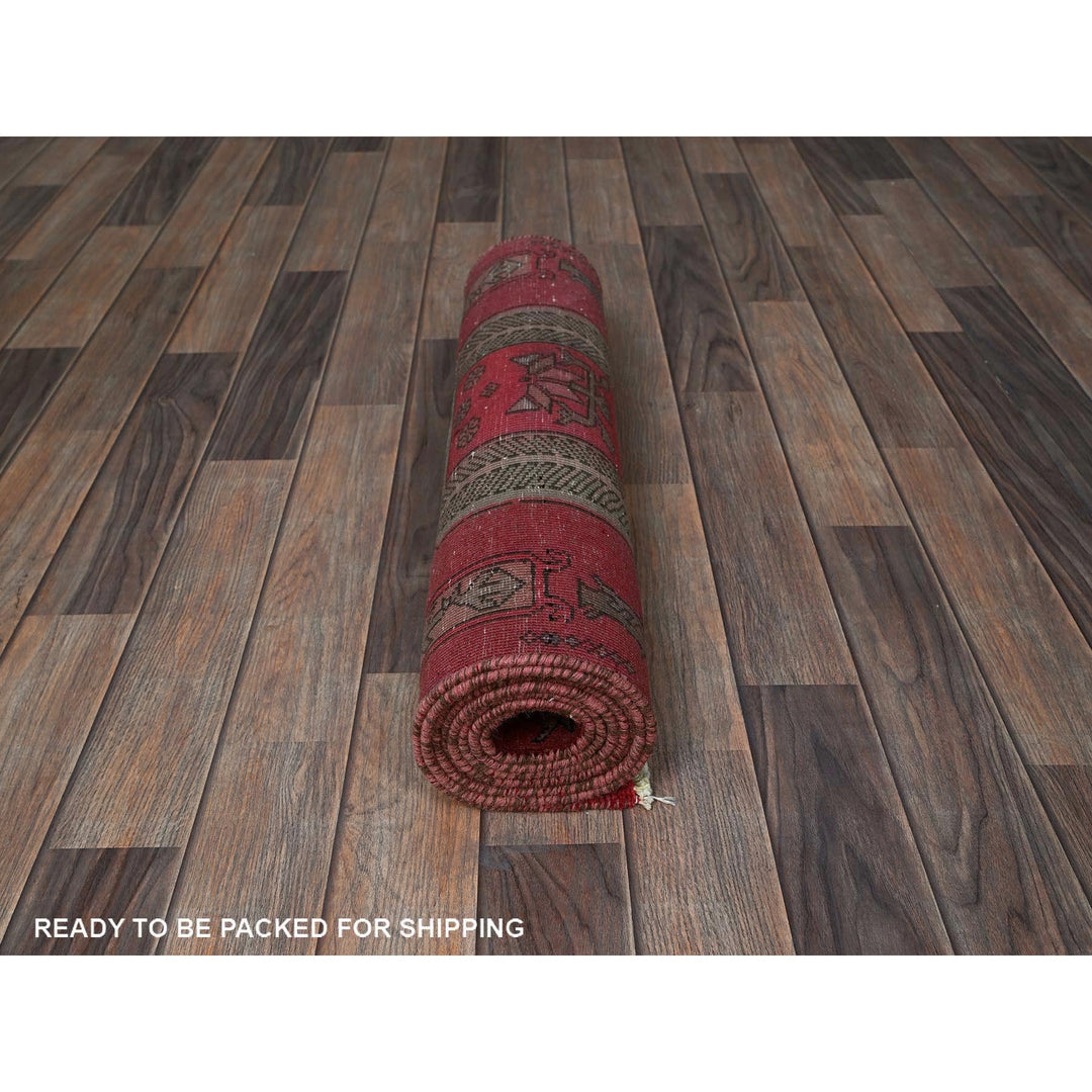 2'3" x 8'5" Vintage Hand Knotted Red Wool Runner Oriental Rug - MOA102846