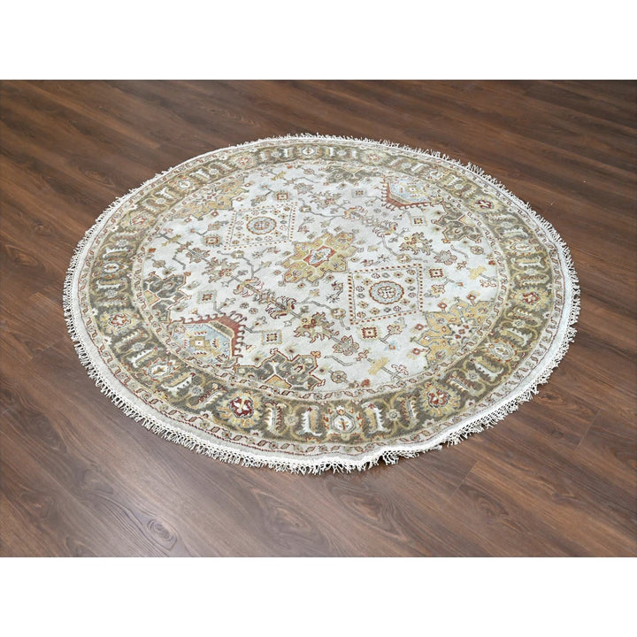 6'2" x 6'2" New Hand Knotted Grey Wool Round Oriental Rug - MOA10284701