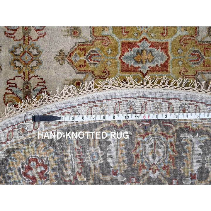 6'2" x 6'2" New Hand Knotted Grey Wool Round Oriental Rug - MOA10284701