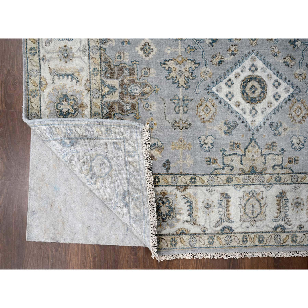 6'2" x 6'2" New Hand Knotted Grey Wool Square Oriental Rug - MOA10284704