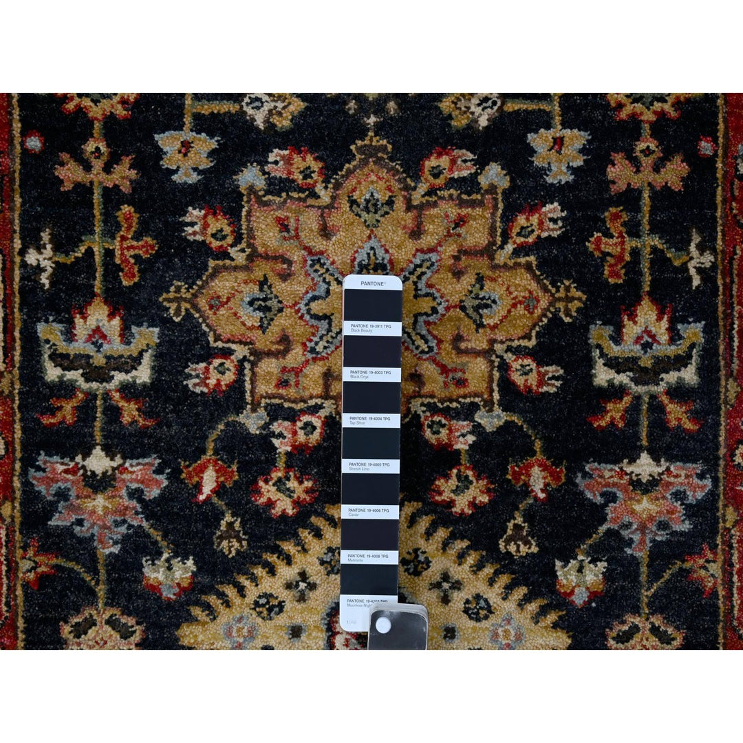 2'7" x 10'1" New Hand Knotted Black Wool Runner Oriental Rug - MOA10284710