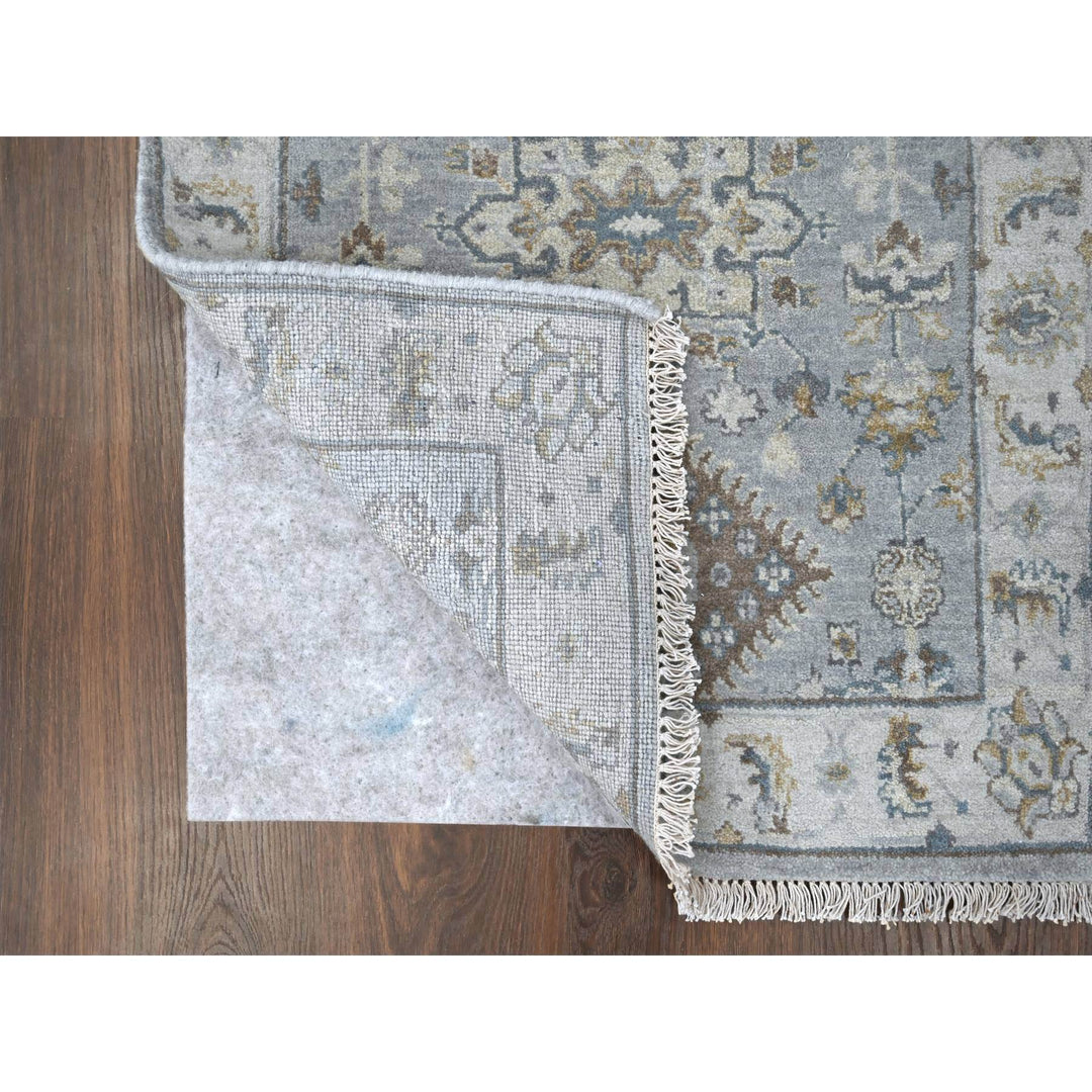 2'8" x 5'10" New Hand Knotted Grey Wool Runner Oriental Rug - MOA10284716