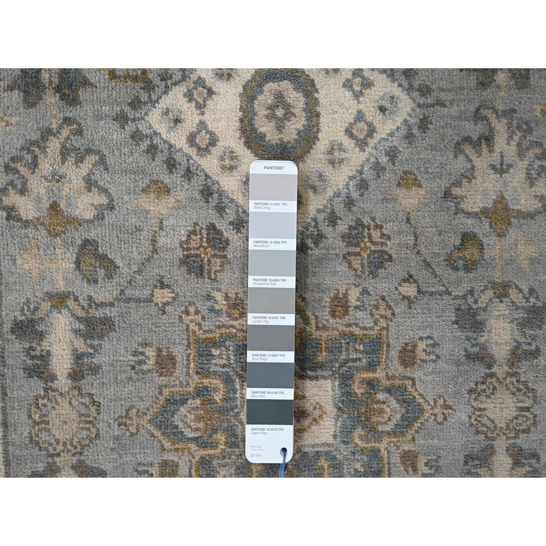 2'7" x 7'9" New Hand Knotted Grey Wool Runner Oriental Rug - MOA10284720