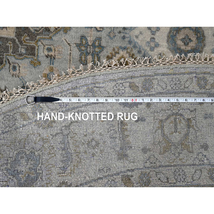 8'0" x 8'0" New Hand Knotted Grey Wool Round Oriental Rug - MOA10284746