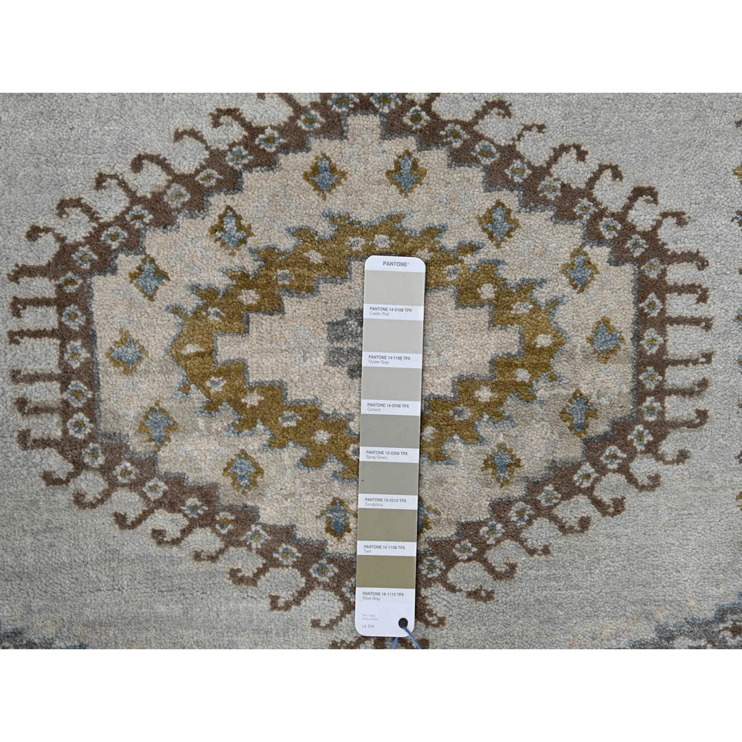 4'0" x 10'1" New Hand Knotted Grey Wool Runner Oriental Rug - MOA10284759