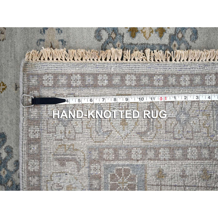 4'0" x 10'1" New Hand Knotted Grey Wool Runner Oriental Rug - MOA10284759