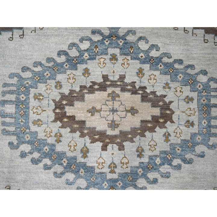 9'1" x 11'11" New Hand Knotted Grey Wool Rectangle Oriental Rug - MOA10284760