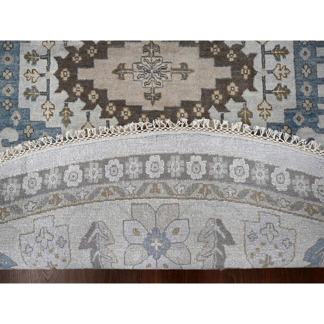 12'0" x 12'0" New Hand Knotted Grey Wool Round Oriental Rug - MOA10284762