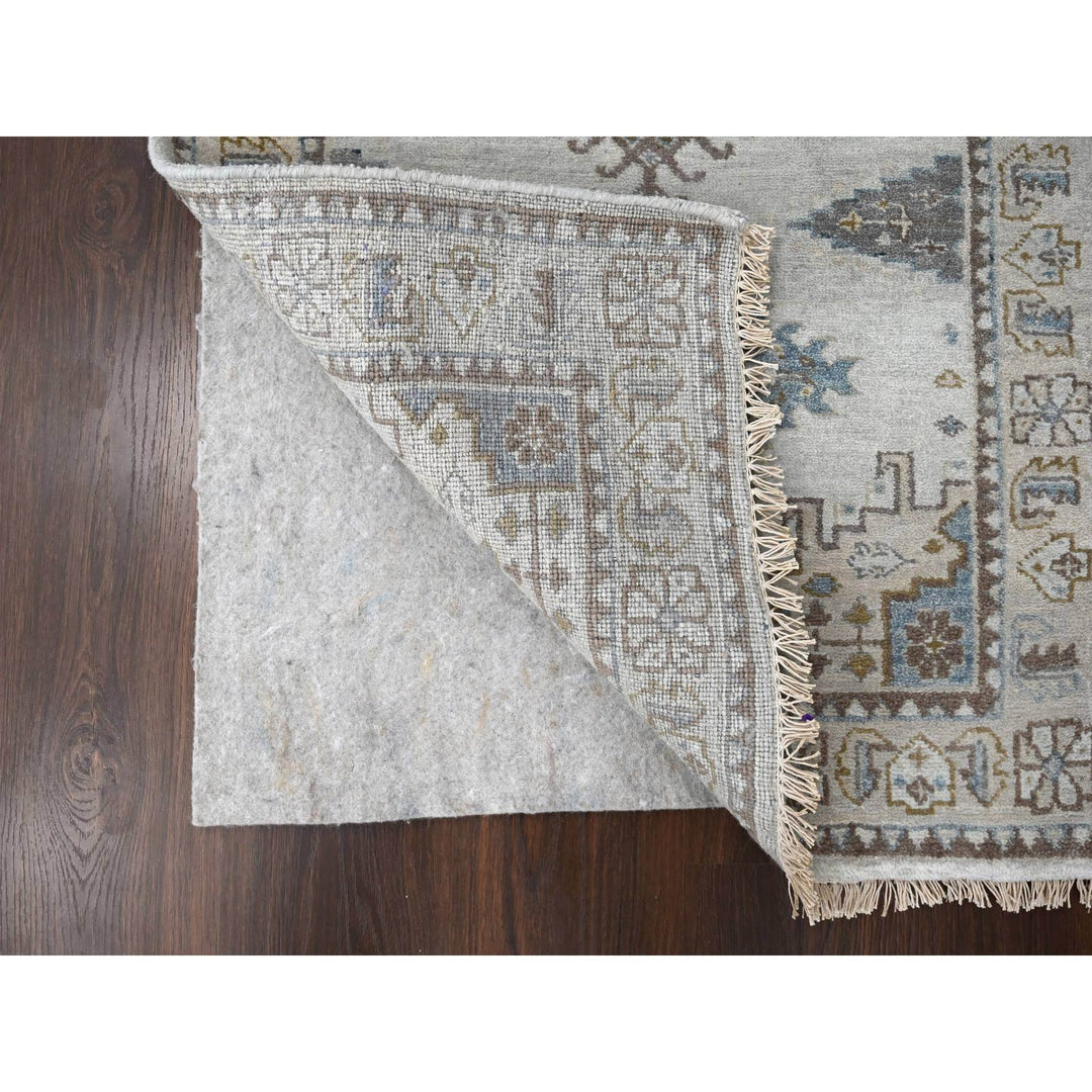 2'9" x 11'10" New Hand Knotted Grey Wool Runner Oriental Rug - MOA10284774