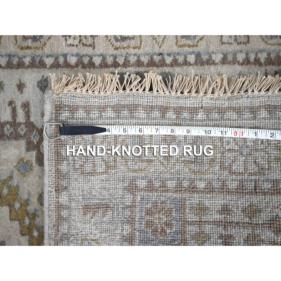 2'9" x 11'10" New Hand Knotted Grey Wool Runner Oriental Rug - MOA10284774