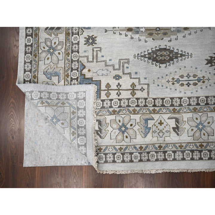 11'9" x 12'1" New Hand Knotted Grey Wool Square Oriental Rug - MOA10284776