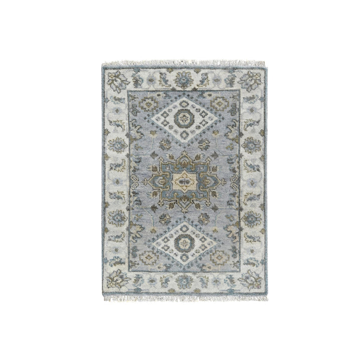 2'1" x 3'0" New Hand Knotted Grey Cotton Rectangle Oriental Rug - MOA10284804