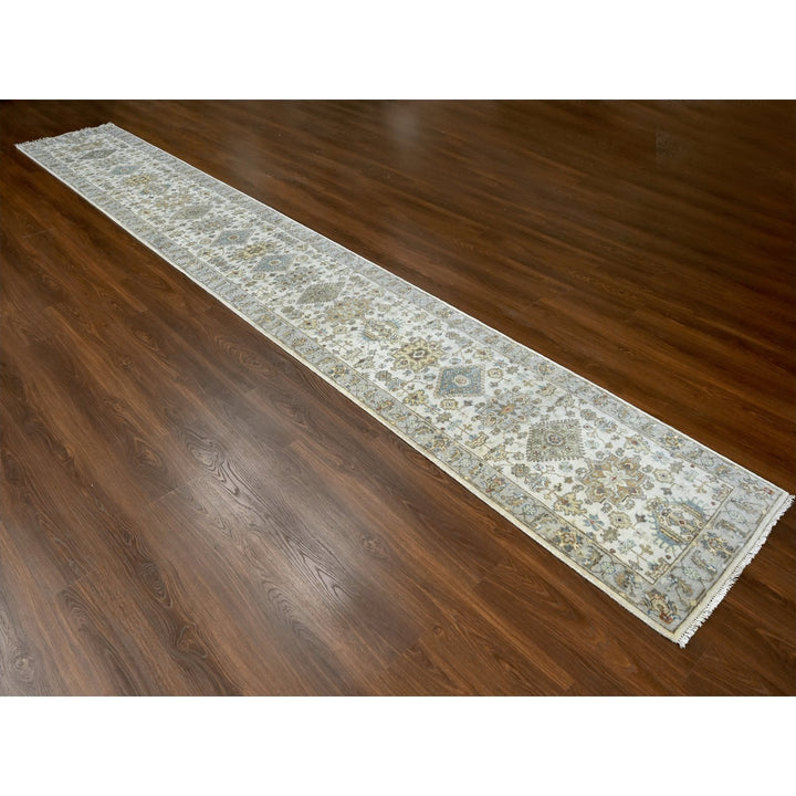 2'9" x 17'10" New Hand Knotted Ivory Wool Runner Oriental Rug - MOA10284826