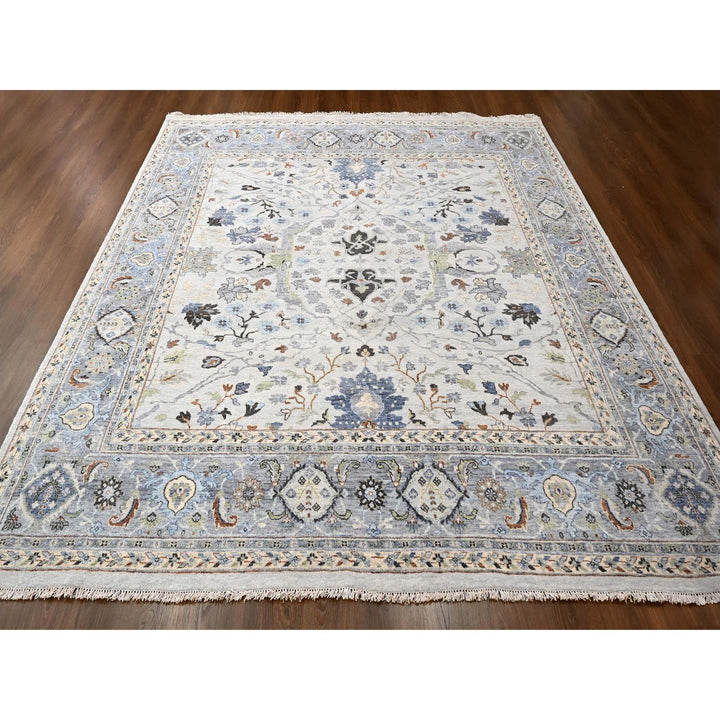 9'8" x 9'8" New Hand Knotted Grey Wool Square Oriental Rug - MOA10284859