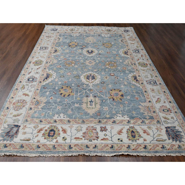 9'11" x 14'1" New Hand Knotted Grey Wool Rectangle Oriental Rug - MOA10284889