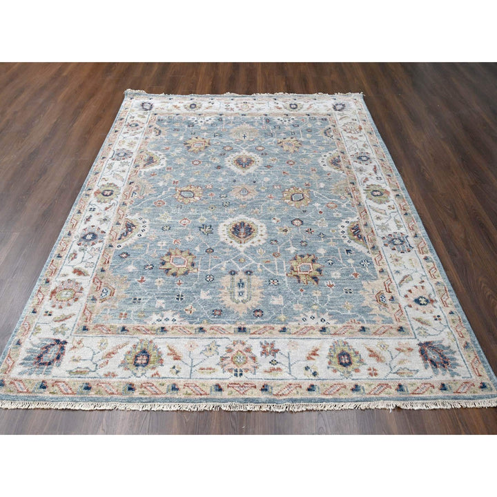 7'10" x 9'10" New Hand Knotted Grey Wool Rectangle Oriental Rug - MOA10284890