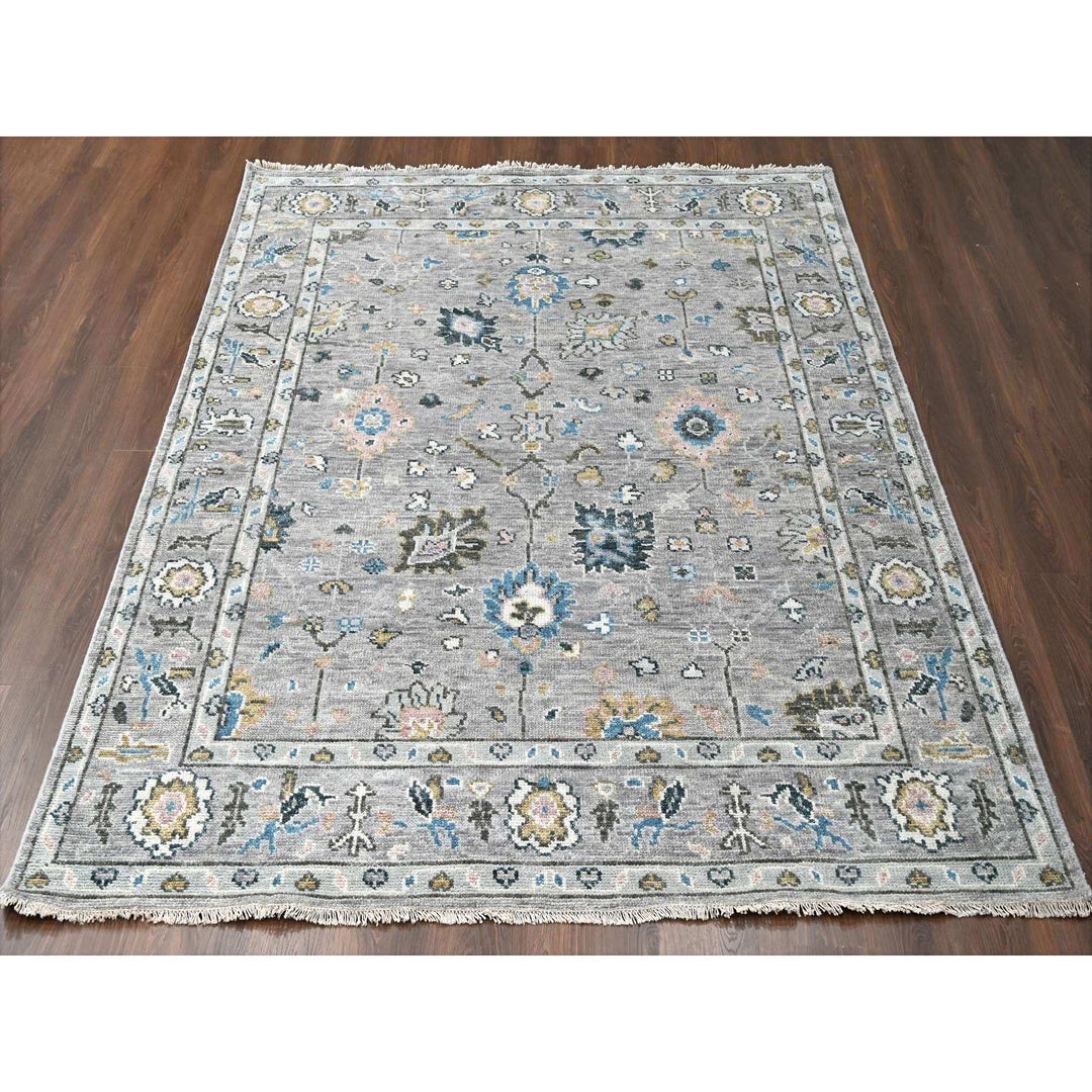 7'11" x 10'0" New Hand Knotted Grey Wool Rectangle Oriental Rug - MOA10284897