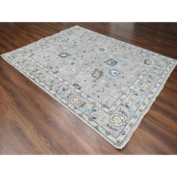 7'11" x 10'0" New Hand Knotted Grey Wool Rectangle Oriental Rug - MOA10284897