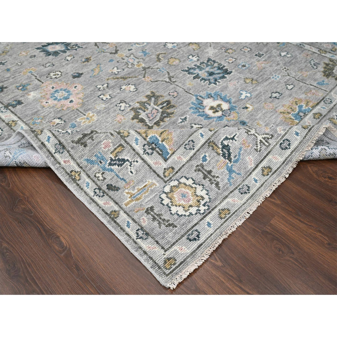 7'11" x 10'0" New Hand Knotted Grey Wool Rectangle Oriental Rug - MOA10284897