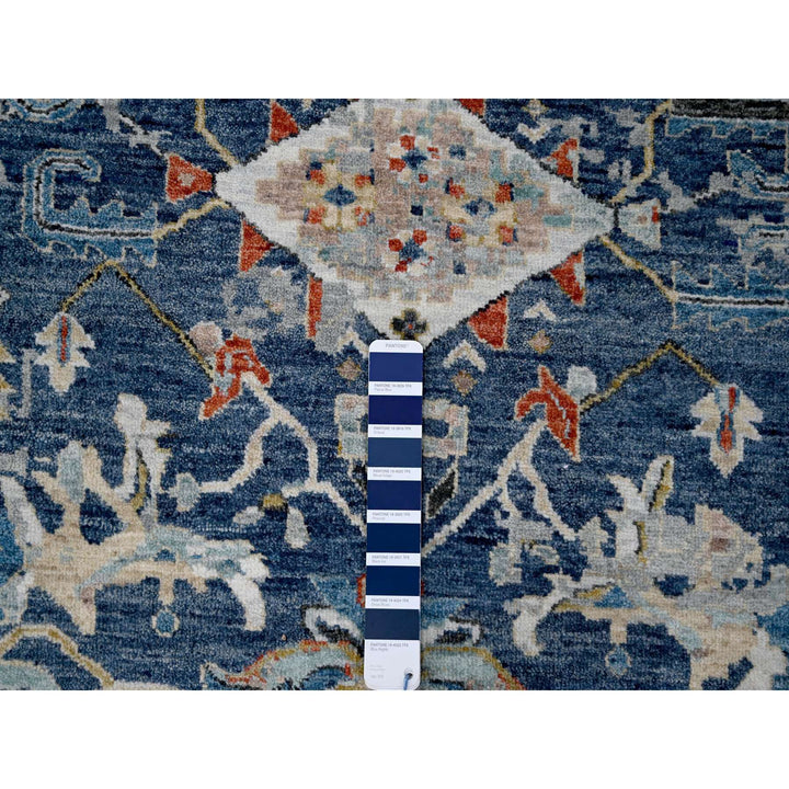 8'10" x 11'10" New Hand Knotted Blue Wool Rectangle Oriental Rug - MOA10284905