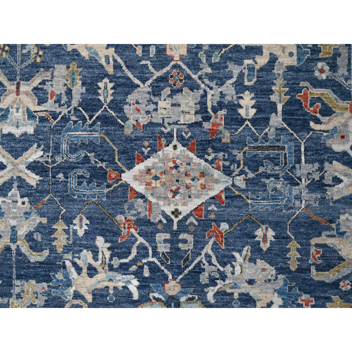 8'10" x 11'10" New Hand Knotted Blue Wool Rectangle Oriental Rug - MOA10284905