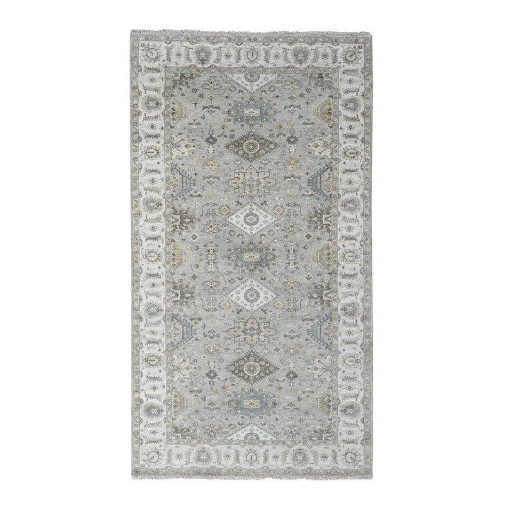 6'0" x 11'9" New Hand Knotted Grey Wool Runner Oriental Rug - MOA10284906