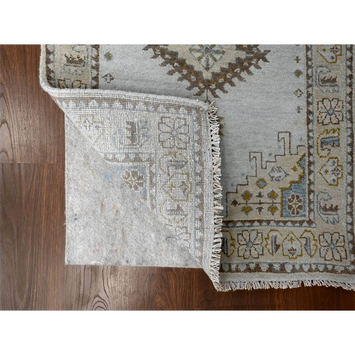 2'7" x 19'9" New Hand Knotted Grey Wool Runner Oriental Rug - MOA10284923