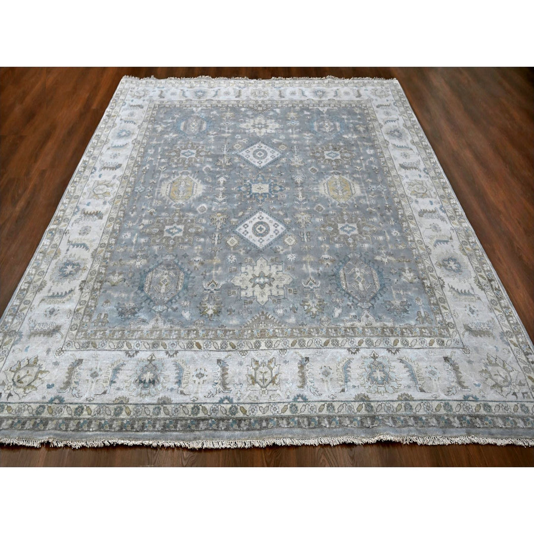 10'0" x 10'1" New Hand Knotted Grey Wool Square Oriental Rug - MOA10284934