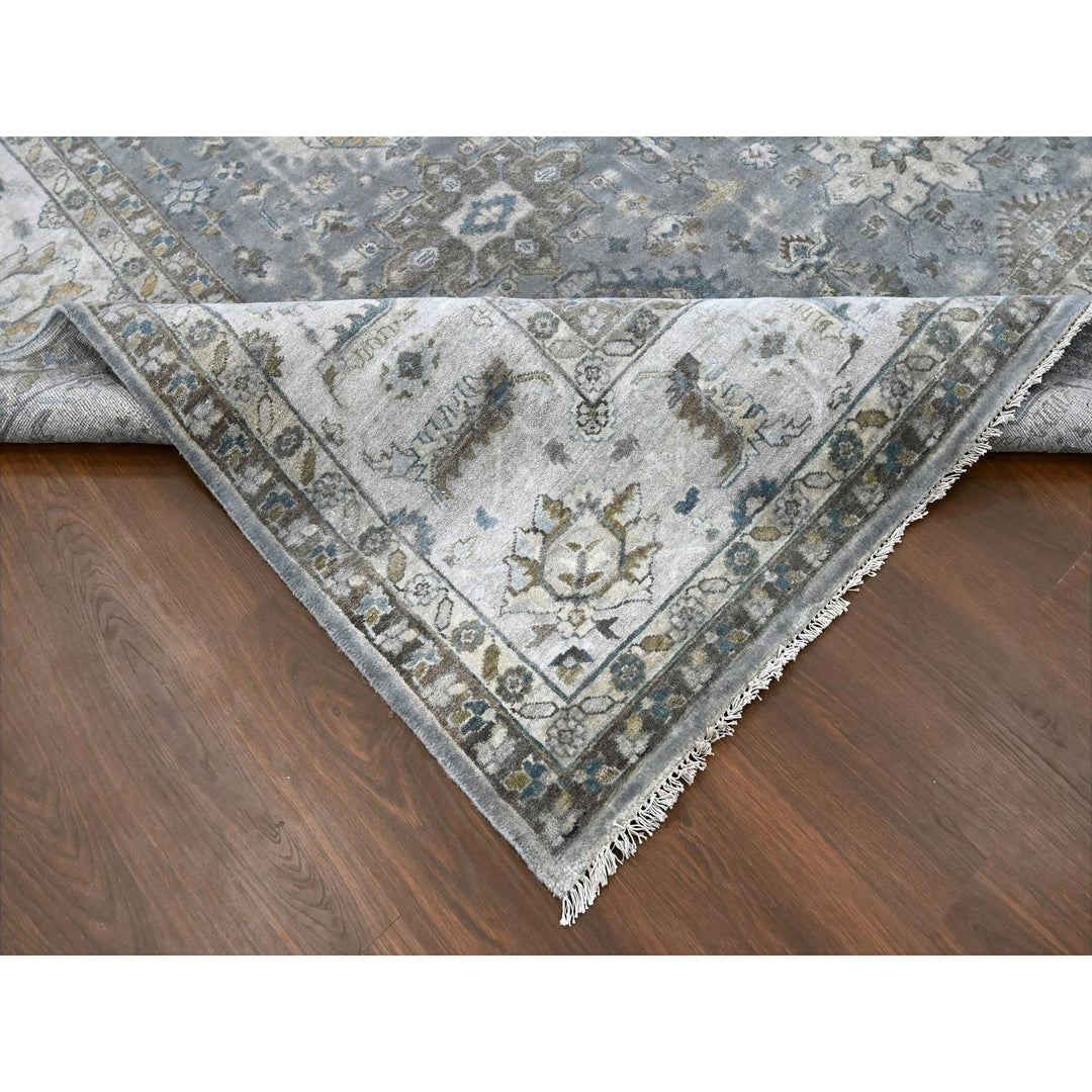 10'0" x 10'1" New Hand Knotted Grey Wool Square Oriental Rug - MOA10284934