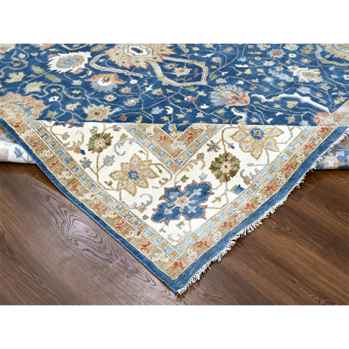 9'0" x 11'10" New Hand Knotted Blue Wool Rectangle Oriental Rug - MOA10284956