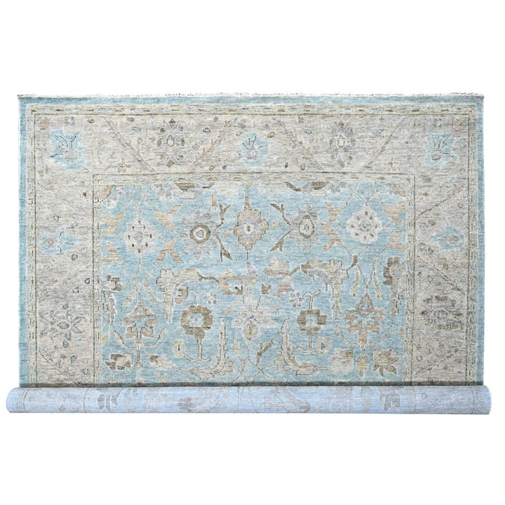 12'2" x 15'3" New Hand Knotted Blue Wool Rectangle Oriental Rug - MOA10284958