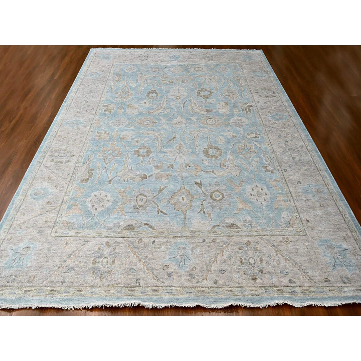 12'2" x 15'3" New Hand Knotted Blue Wool Rectangle Oriental Rug - MOA10284958