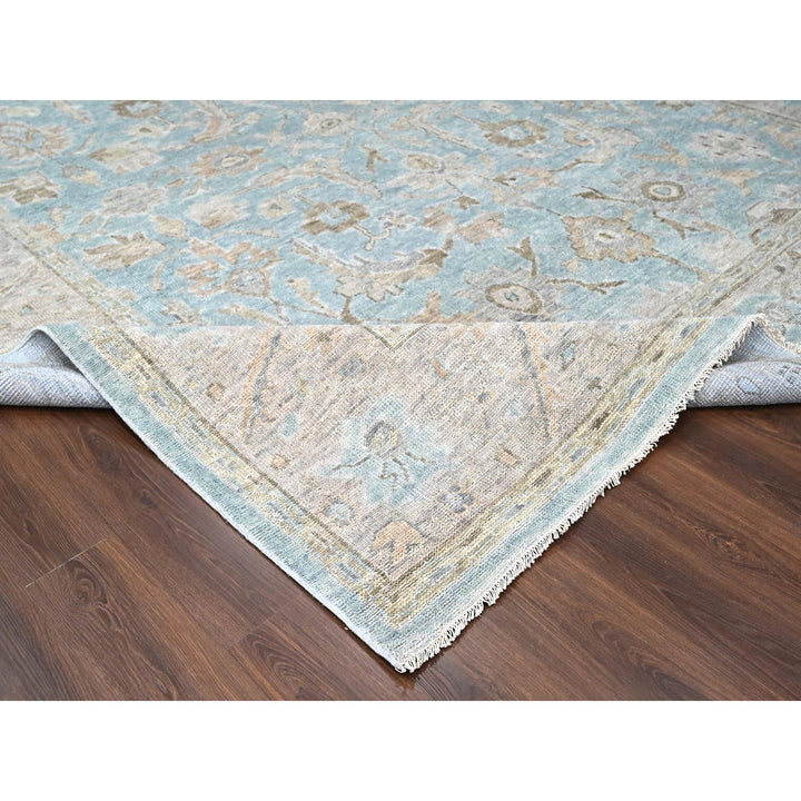 12'2" x 15'3" New Hand Knotted Blue Wool Rectangle Oriental Rug - MOA10284958