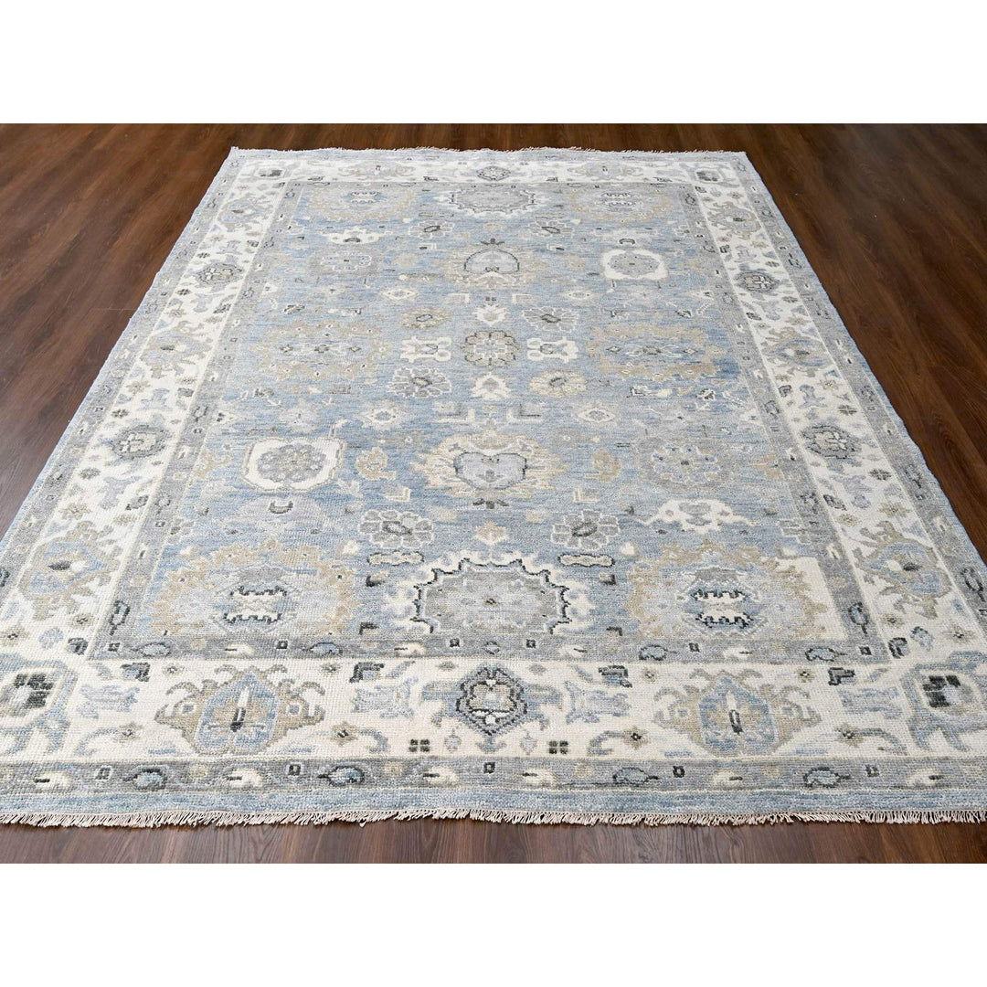 8'11" x 11'10" New Hand Knotted Blue Wool Rectangle Oriental Rug - MOA10284966