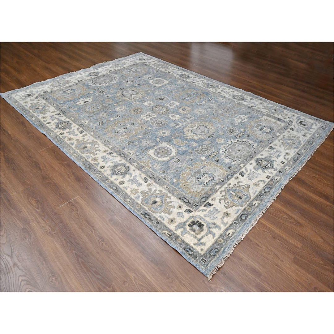 8'11" x 11'10" New Hand Knotted Blue Wool Rectangle Oriental Rug - MOA10284966