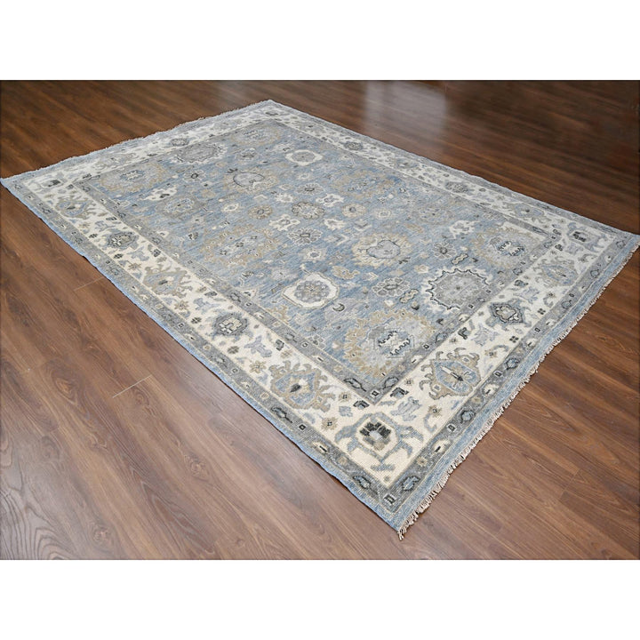 8'11" x 11'10" New Hand Knotted Blue Wool Rectangle Oriental Rug - MOA10284966